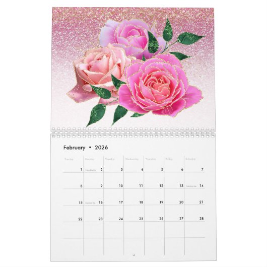 Modern Glitter en Rozen Glam Floral 2024 Kalender (Feb 2026)