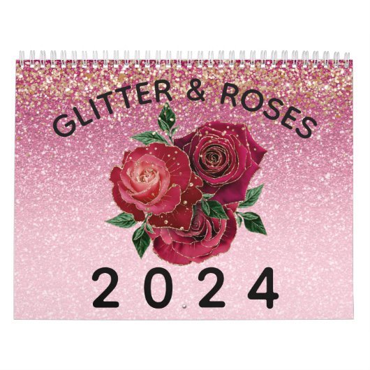 Modern Glitter en Rozen Glam Floral 2024 Kalender (Hoes)