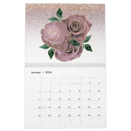  Modern Glitter en Rozen Glam Floral 2024 Kalender (Jan 2026)