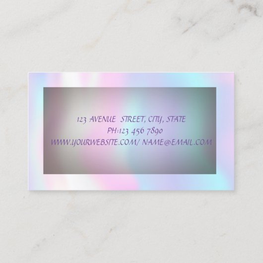 Modern Glitter Faux Lashes, Holografisch Visitekaartje (Achterkant)