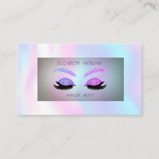 Modern Glitter Faux Lashes, Holografisch Visitekaartje (Voorkant)