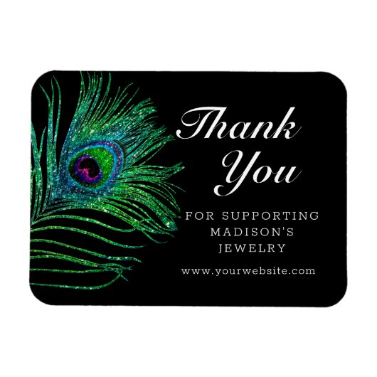 Modern Glitter Feather Boho Chic Bedankt Magneet (Horizontaal)