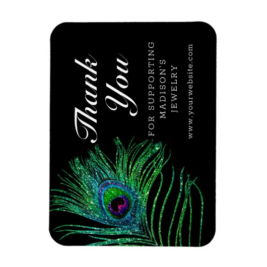 Modern Glitter Feather Boho Chic Bedankt Magneet (Verticaal)