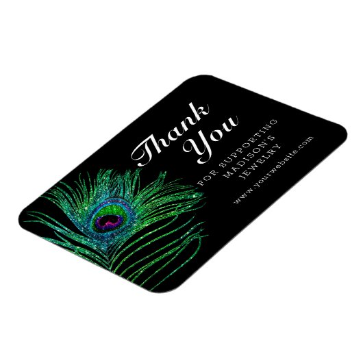 Modern Glitter Feather Boho Chic Bedankt Magneet (Linkerzijde)