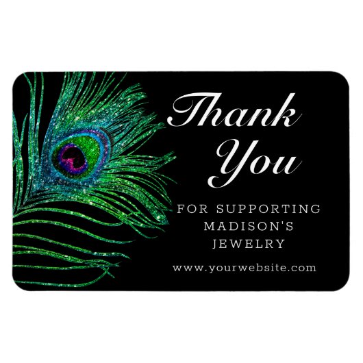 Modern Glitter Feather Boho Chic Bedankt Magneet (Horizontaal)