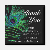 Modern Glitter Feather Boho Chic Bedankt Magneet (Voorkant)