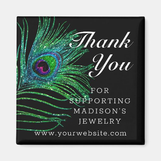 Modern Glitter Feather Boho Chic Bedankt Magneet (Voorkant)