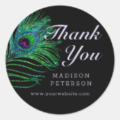 Modern Glitter Feather Boho Chic Bedankt Ronde Sticker (Voorkant)