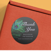 Modern Glitter Feather Boho Chic Bedankt Ronde Sticker