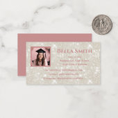 Modern Glitter Foto Afstuderen Dusty Pink Notitiekaartje (Voorkant / Achterkant in situ)