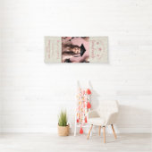 Modern Glitter Foto Afstuderen Dusty Pink Spandoek (Insitu)