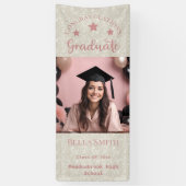Modern Glitter Foto Afstuderen Dusty Pink Spandoek (Verticaal)
