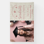 Modern Glitter Foto Afstuderen Dusty Pink Spandoek (Verticaal)