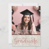 Modern Glitter Foto Afstuderen Invitation Kaart (Voorkant)