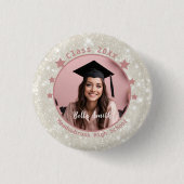Modern Glitter Foto Roze Gift Afstuderen Ronde Button 3,2 Cm (Voorkant)