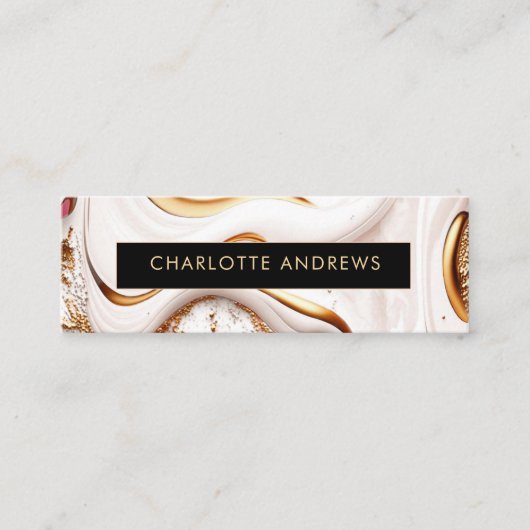 Modern Glitter Gold Marble Salon Mini Visitekaartje (Voorkant)