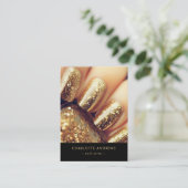 Modern Glitter Gold Marble Salon Nail Visitekaartje (Staand voorkant)