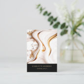 Modern Glitter Gold Marble Salon Visitekaartje (Staand voorkant)