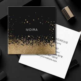 Modern Glitter Gold Schwarz Vierkante Visitekaartje