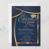 Modern Glitter Graduation Cap Navy Blue Afstuderen Kaart (Voorkant)