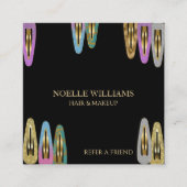 Modern Glitter Hair Clips Klantenreferentie Vierkante Visitekaartje (Voorkant)