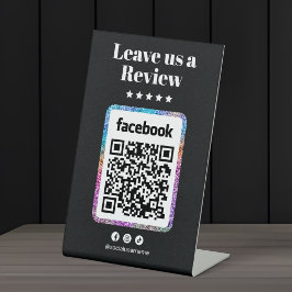 Modern Glitter Hair Salon Facebook Reviewen QR-cod Reclamebord Met Voetstuk
