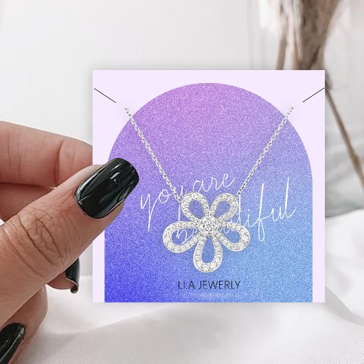 Modern Glitter Handgemaakte Sieraden Ketting Displ Vierkante Visitekaartje