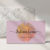 Modern Glitter Holographic Elegant Script Roze Visitekaartje