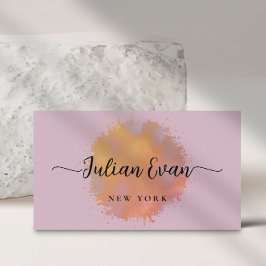 Modern Glitter Holographic Elegant Script Roze Visitekaartje