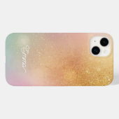 Modern Glitter Holographic Gold with Name Case-Mate iPhone Case (Achterkant (horizontaal))