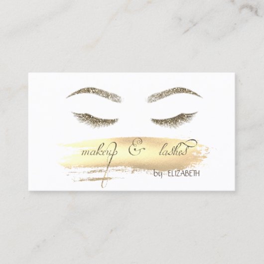 Modern, Glitter Lashes, Penseelstreek Visitekaartje (Voorkant)