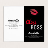 Modern Glitter Lip Gloss Boss Makeup Visitekaartje (Buitenkant ongevouwen)