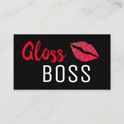 Modern Glitter Lip Gloss Boss Makeup Visitekaartje (Voorkant)