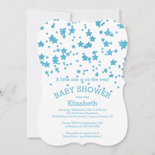 Modern Glitter Little Star Baby shower Invitation Kaart (Voorkant)