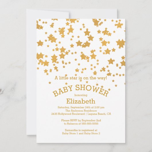 Modern Glitter Little Star Baby shower Invitation Kaart (Voorkant)