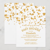Modern Glitter Little Star Baby shower Invitation Kaart (Voorkant / Achterkant)