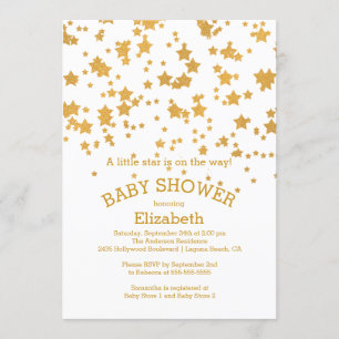 Modern Glitter Little Star Baby shower Invitation Kaart