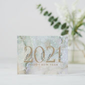 Modern Glitter Marble Happy Nieuwjaar 2021 Feestdagenkaart (Staand voorkant)