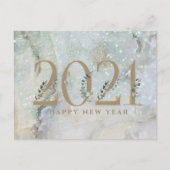Modern Glitter Marble Happy Nieuwjaar 2021 Feestdagenkaart (Voorkant)
