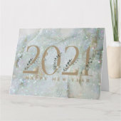 Modern Glitter Marble Happy Nieuwjaar 2021 Kaart (Voorkant)