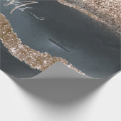 Modern Glitter Marble Monogram Cadeaupapier (Hoek)