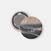 Modern Glitter Marble Monogram Magneet (Voorkant / Achterkant)