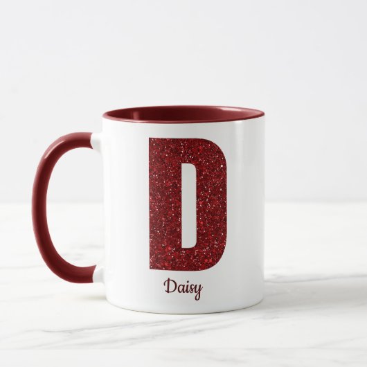 Modern Glitter Monogram D Mug with Name Mok (Links)