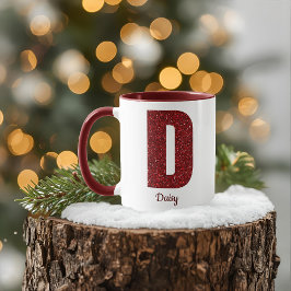 Modern Glitter Monogram D Mug with Name Mok