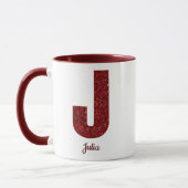 Modern Glitter Monogram J Mug with Name Mok (Links)