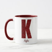 Modern Glitter Monogram K Mug with Name Mok (Links)