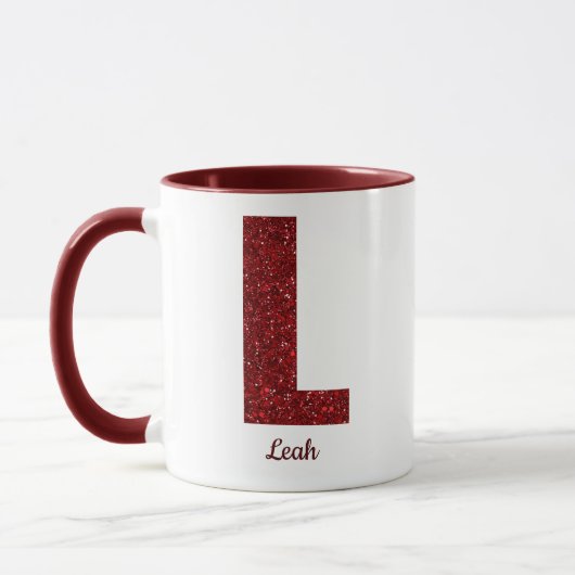 Modern Glitter Monogram L Mug with Name Mok (Links)