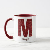 Modern Glitter Monogram M Mug with Name Mok (Links)