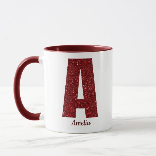 Modern Glitter Monogram Mug with Name Mok (Links)