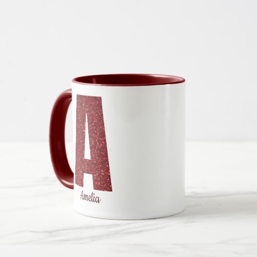 Modern Glitter Monogram Mug with Name Mok (Voorkant links)
